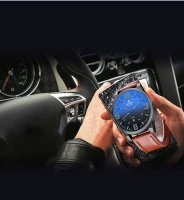 Senors Men Business Casual Watch Males Fashion Brown Leather Strap Wristwatch Quartz-Watch Relojes Casual Hombres 014--green dial plate(m-5)