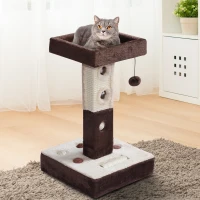 PawHut 2-Tier Cat Tree Tower Scratching Post Furniture with Mice Toy Sisal Ball Roller - Beige / Coffee Brown(m-1)