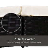 Outsunny Outdoor Folding Rattan Wicker Lounge Chair, Curved Patio Deck Pool Couch, Comfortable Sun Lounger(m-3)