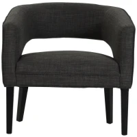 HOMCOM Ergonomic Open Back Birch Legs Upholstered Barrel Chair w/ Armrest(m-8)