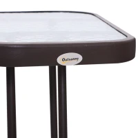 Outsunny Double Patio Glider with Tea Table, Tempered Glass, Outdoor Garden Loveseat - Relaxing Furniture for Couples(m-7)