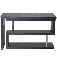 HomCom Foldable Convertible Rotating Office Desk Shelf Combo Writing Table - Black(m-8)