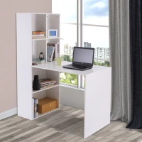 Vinsetto 57" Modern Space Saving Home Office Work Table Computer Desk and Bookcase Combo - White(m-2)
