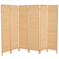 HomCom 6' 6-Panel Bamboo Screen Freestanding Room Divider(m-7)