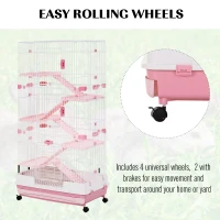 PawHut 6-level Indoor Rabbit Enclosure Small Animal Hutch Pink(m-6)