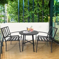 Outsunny Metal 3 Piece Outdoor Patio Round Bistro Table Dining Set - Black(m-2)