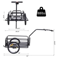 Aosom Folding Bicycle Bike Cargo Storage Cart and Luggage Trailer with Hitch - Black(m-3)