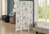 Monarch 3-Panel Contemporary Bubble Design Folding Privacy Screen Room Divider - White Wood Frame(m-2)