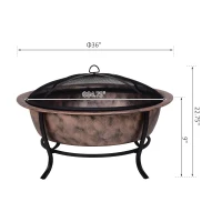 Outsunny Outdoor Copper Color Large Fire Pit w/ Durable Construction for Patio/Backyard(m-3)