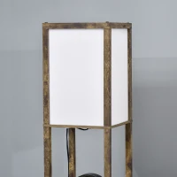 HOMCOM 3-Tier Floor Lamp, Standing Reading Light with Storage Shelves for Living Room, Bedroom, or Dining Room, Rustic Brown(m-12)