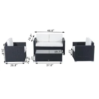 Outsunny 4 Piece Outdoor Garden Rattan Wicker Sofa  Couch Patio Furniture Set(m-3)