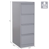 Vinsetto Metal 4 Drawer Vertical Locking Filing Cabinet - Grey(m-3)