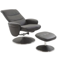 HOMCOM PU Leather Modern Swivel Recliner Chair with Ottoman Set - Black(m-5)
