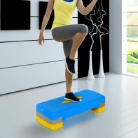 Soozier 27" Adjustable Aerobic Fitness Platform Stepper - Blue/Gray/Yellow(m-2)