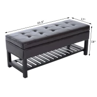 HomCom 44" Modern Entry Faux Leather Bench Seat With Storage And Wooden Shoe Rack - Brown(m-7)