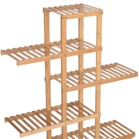 HOMCOM Bamboo Wood Plant Stand Slat Shelf Flower Pots Holder Bathroom Display Rack Utility Storage Shelving Unit Slatted(m-7)