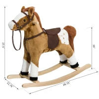 Open Box Qaba Kids Plush Interactive Rocking Horse Pony Toy with Realistic Sounds - Brown(m-3)
