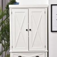 HOMCOM 5ft Tall Wood Kitchen Storage Cabinet with Adjustable Shelves, 2 Wood Pantries, Drawer and Sturdy Design - White(m-9)