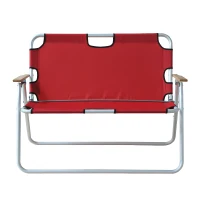 Outsunny 2-Person Folding Aluminum Love Seat Camping Chair - Red(m-2)