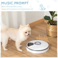 PawHut Auto 6 Meal Trays for Wet or Dry Cat Food, Dog Meal Dispenser w/ Timer, 128 ml(m-5)