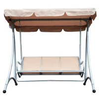 Outsunny 3-Seater Patio Swing Chair with Adjustable Canopy Top, Comfortable Outdoor Swing Bench, Beige - Great for Backyard & Balcony(m-6)