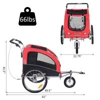 Aosom Elite Pet Dog Bike Bicycle Trailer Stroller Jogger w/ Suspension - Red and Black(m-3)