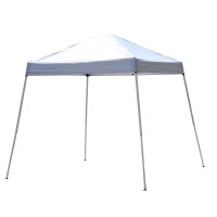 Outsunny 10' x 10' Easy Set Pop Up Canopy Tent Cover with Slanted Legs and Carrying Bag - White(m-1)