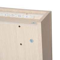 Kleankin 25" x 27" Double Door LED Bathroom Mirror Medicine Cabinet - White Oak(m-10)