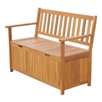 Outsunny 47" 2-Persom Wooden Outdoor Storage Bench with Removable Waterproof Lining(m-2)