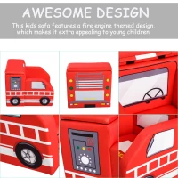 Qaba Kid's Sofa Chair Fire Truck Shape Storage Box 17" Multi Spandex Storage Sofa Chair - Fire Engine(m-5)