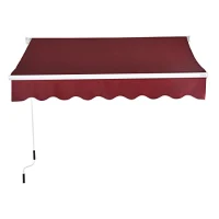 Outsunny 78" Manual Retractable Door & Window Awning - Wine Red(m-1)