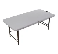 HomCom 4' Multipurpose Utility Center-Fold Folding Table w/ Carrying Handle - White Granite Top(m-3)