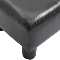 HomCom Portable Faux Leather Cushioned Footrest Stool Ottoman Table Lounge Seat Stepper - Black(m-14)