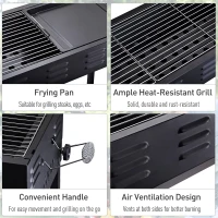 Outsunny 41" Folding Outdoor Charcoal BBQ Grill with Non-Stick Pan and Good Air Ventilation(m-5)