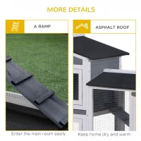 PawHut 2-tier Indoor Rabbit Enclosure, Wood Hutch Backyard Small Animal House Ramp Outdoor Run Enclosed(m-7)