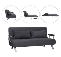 HomCom Full Size Folding 5 Position Steel Convertible Sleeper Bed Chair - Dark Grey(m-4)