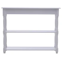 HomCom 40"W Modern Country Pine 3 Tier Wooden Entryway Console Table - Glossy White(m-4)