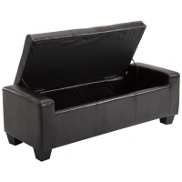 HomCom Unique Large 51" Tufted Faux Leather Storage Bench Ottoman Couch - Dark Brown(m-5)