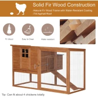 PawHut 64" Large Wooden Chicken Coop Kit with Outdoor Run and Nesting Box(m-5)