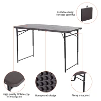 Open Box Outsunny Folding Lightweight Rectangle Picnic Desk Outdoor Height- Adjustable Camping Table(m-2)