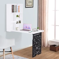 HOMCOM Wall Mounted Space Saving Writing Table Foldable Computer Desk with a Blackboard for Notes Book(m-2)