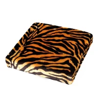 HomCom 15” Foldable Storage Ottoman - Black w/ Tiger Print(m-8)
