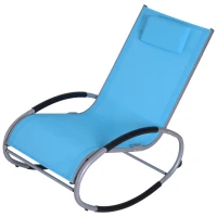 Outsunny Zero Gravity Rocking Lounge Sling Reclining Chair with Padded Headrest - Blue(m-3)