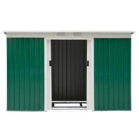 Outsunny Metal Outdoor Shed 9'x4' - Lockable Storage for Garden Tools, Lawn Equipment - Green(m-7)