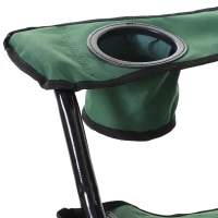 Outsunny Oxford Sports Folding Metal Camping Chair with an Overhead Shade Canopy & an Included Side Cup Holder - Green(m-7)