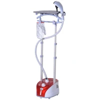 HOMCOM Fabric Garment Steamer for Clothes, Hanging Full Size, 2 Liter, 1350W, 11 Level Steam Adjustment - Red(m-1)
