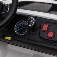 Aosom 12V Ride On Car 2- Seat Police Truck w/ Remote Control & 3 Speeds & LED Light Bar and Audio Input - White(m-13)