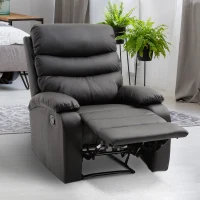 HomCom PU Leather Traditional Manual Recliner Chair - Black(m-1)