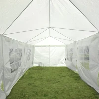 Outsunny 10' x 30' Pop Up Canopy Tent with 4 Removable Mesh Side Walls - White(m-5)