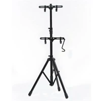 Aosom 63" Free Standing Tripod Gravity Dual Bike Storage Rack Repair Stand - Black(m-5)